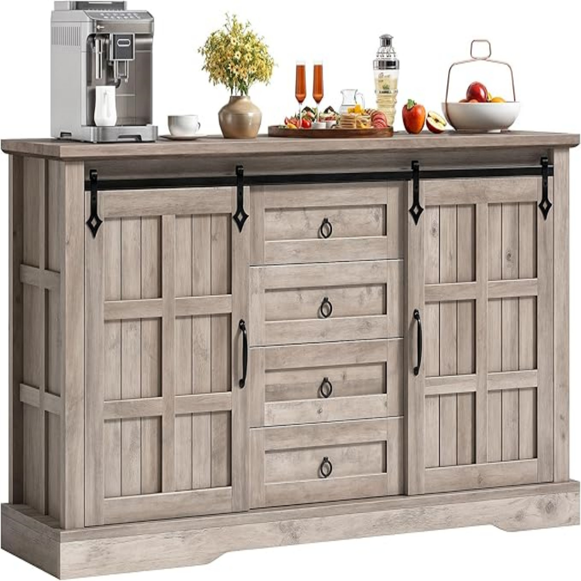 Gracie Oaks 59" Farmhouse Sideboard Buffet Kitchen with Storage